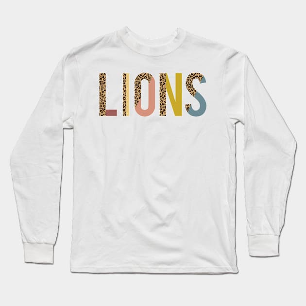 Lions Team spirit shirt, Lions Pride tee for Lion Mom Teacher Coach, Mascot tshirt gift Long Sleeve T-Shirt by The Mellow Cats Studio